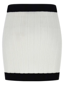 Balmain Two Tone Miniskirt White