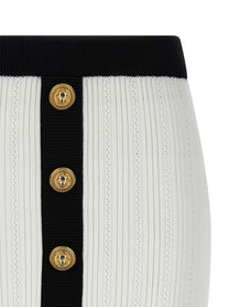 Balmain Two Tone Miniskirt White