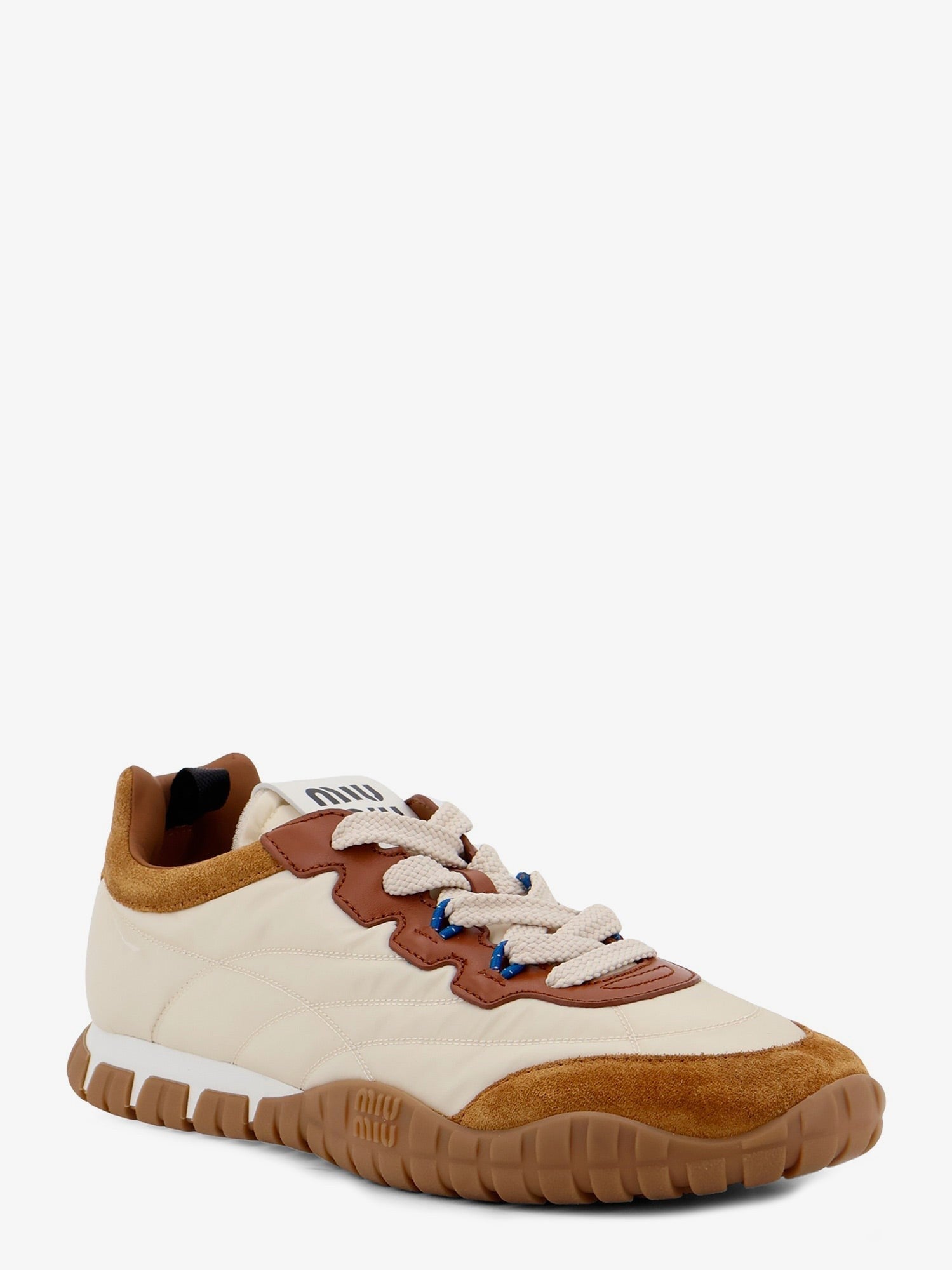 Miu Miu Women's Tyre Technical Fabric and Suede Sneakers White