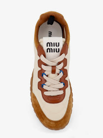 Miu Miu Women's Tyre Technical Fabric and Suede Sneakers White