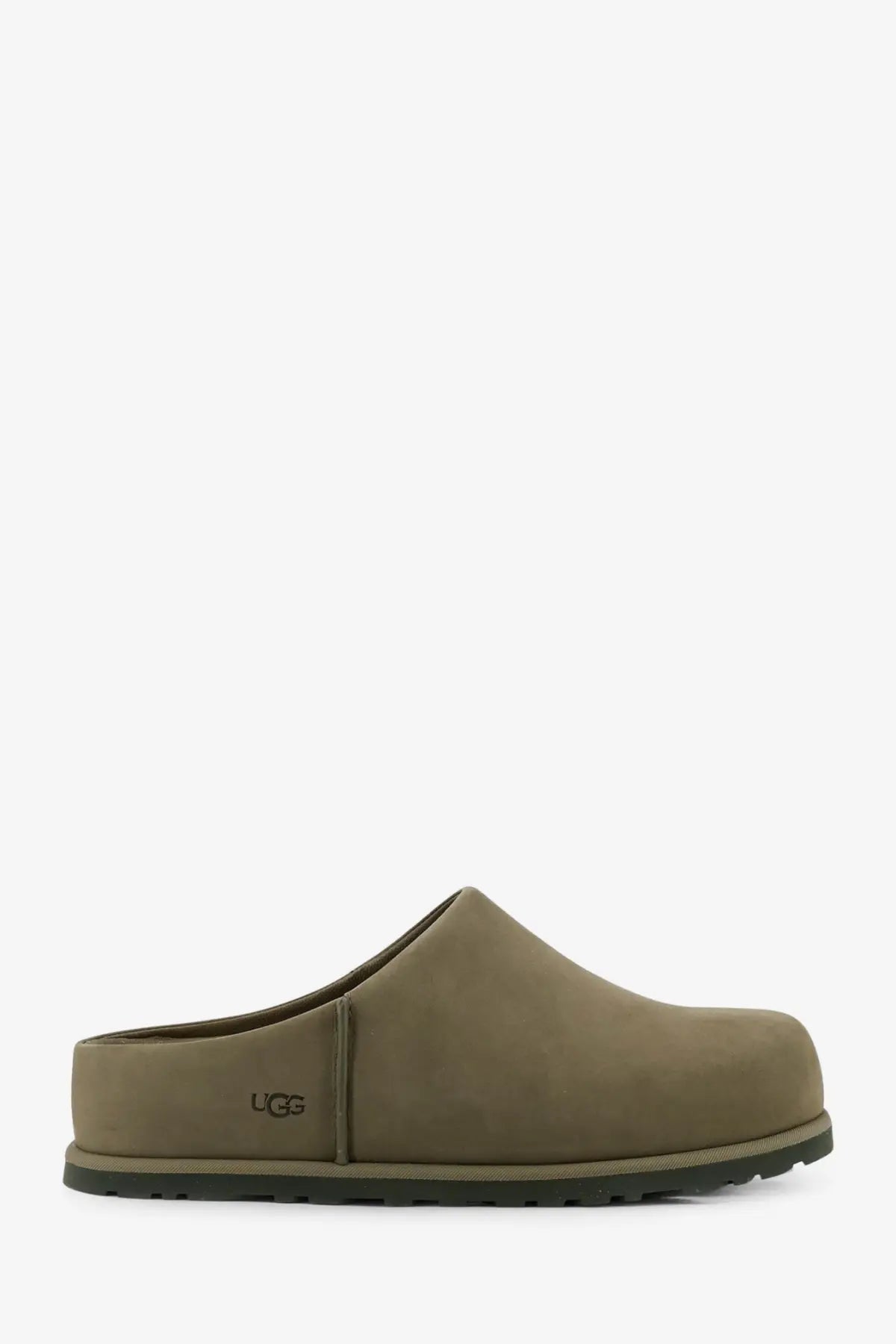 Ugg men’s suede sandals green olive green suede clog with black rubber sole for casual wear