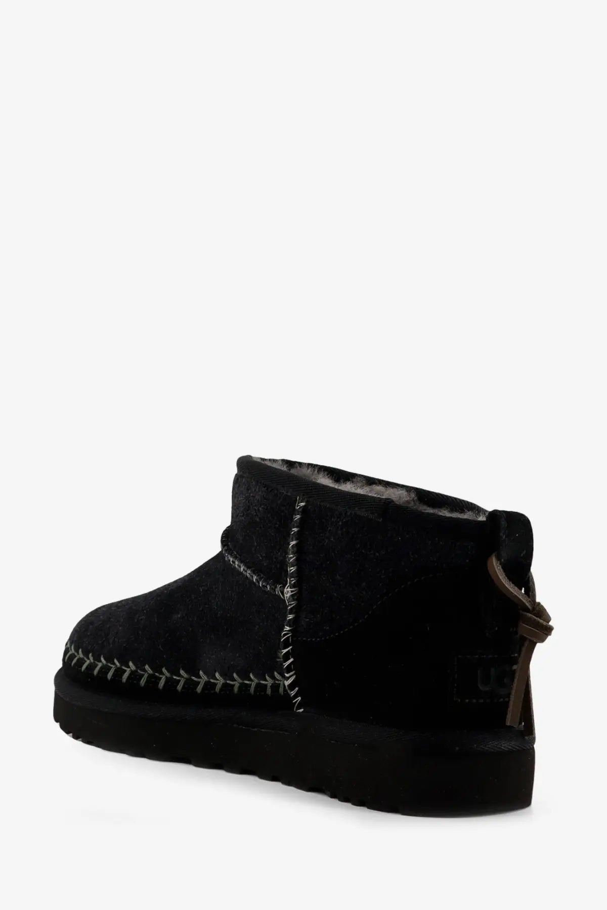 UGG Women's Classic Ultra Mini Biarritz Suede Ankle Boots Black, view 3