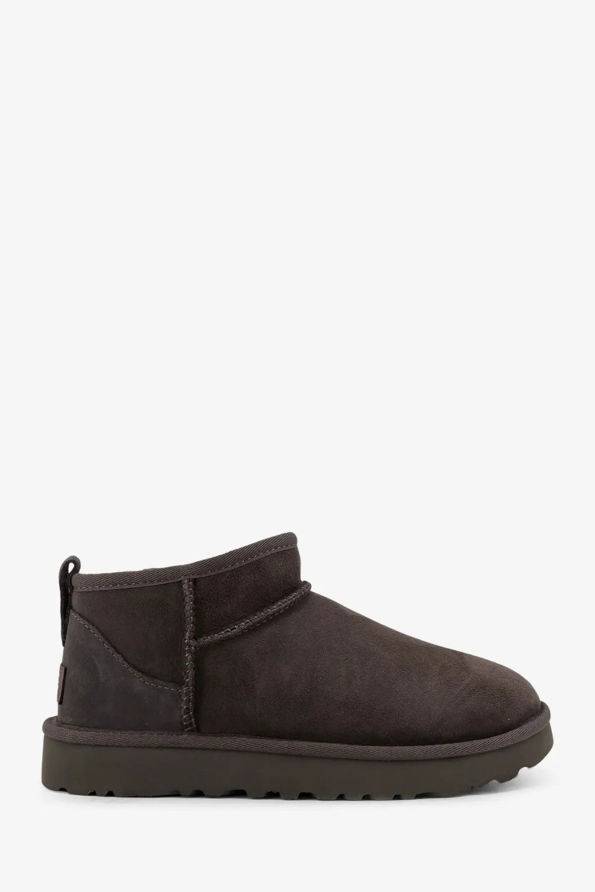 Ugg women’s classic ultra mini suede ankle boots in dark brown with soft plush interior and sturdy rubber sole