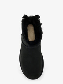 UGG Women's Ultra Mini Bailey Bow Suede Ankle Boot Black