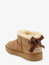 UGG Women's Ultra Mini Bailey Bow Suede Ankle Boot Brown