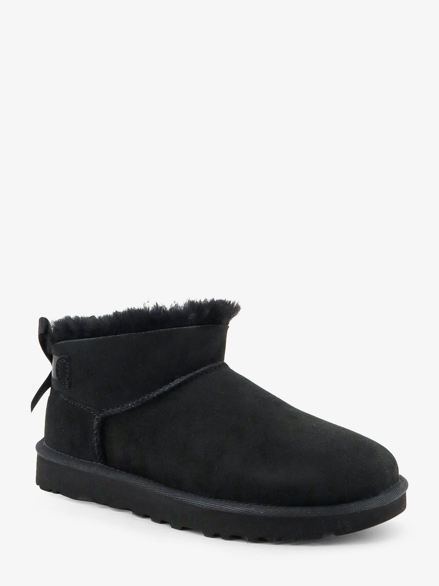 UGG Women's Ultra Mini Bailey Bow Suede Ankle Boot Black
