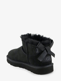 UGG Women's Ultra Mini Bailey Bow Suede Ankle Boot Black