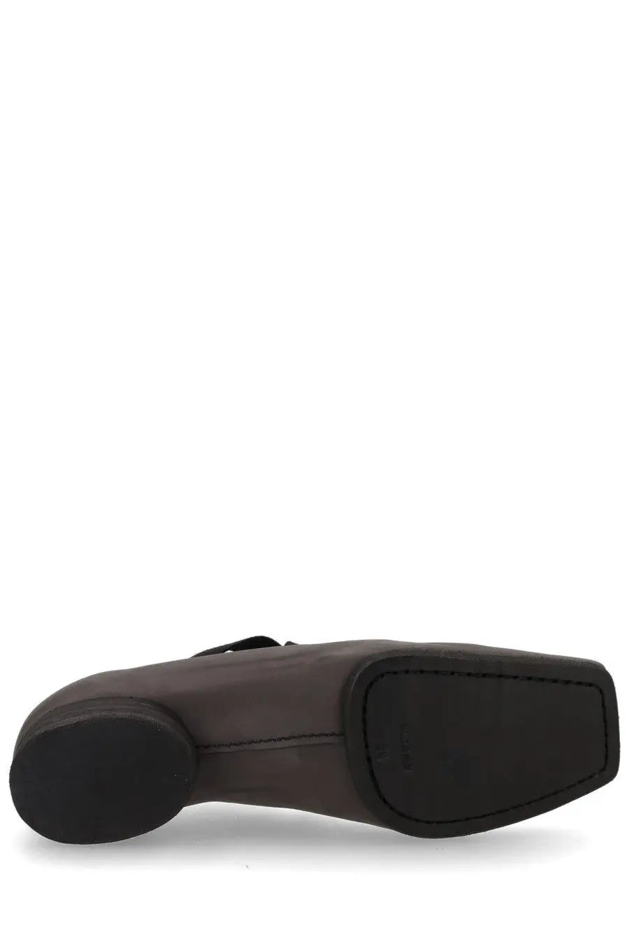 Dark brown leather loafer with square heel and black rubber sole from uma wang women’s ballerina in pelle grey collection