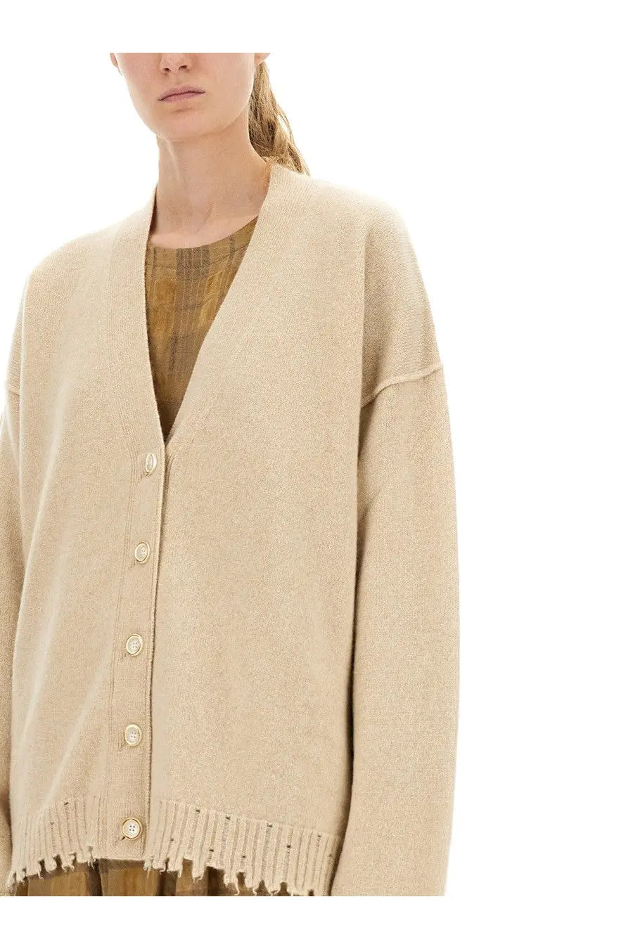 Uma Wang Women's Cashmere Cardigan Beige, view 3
