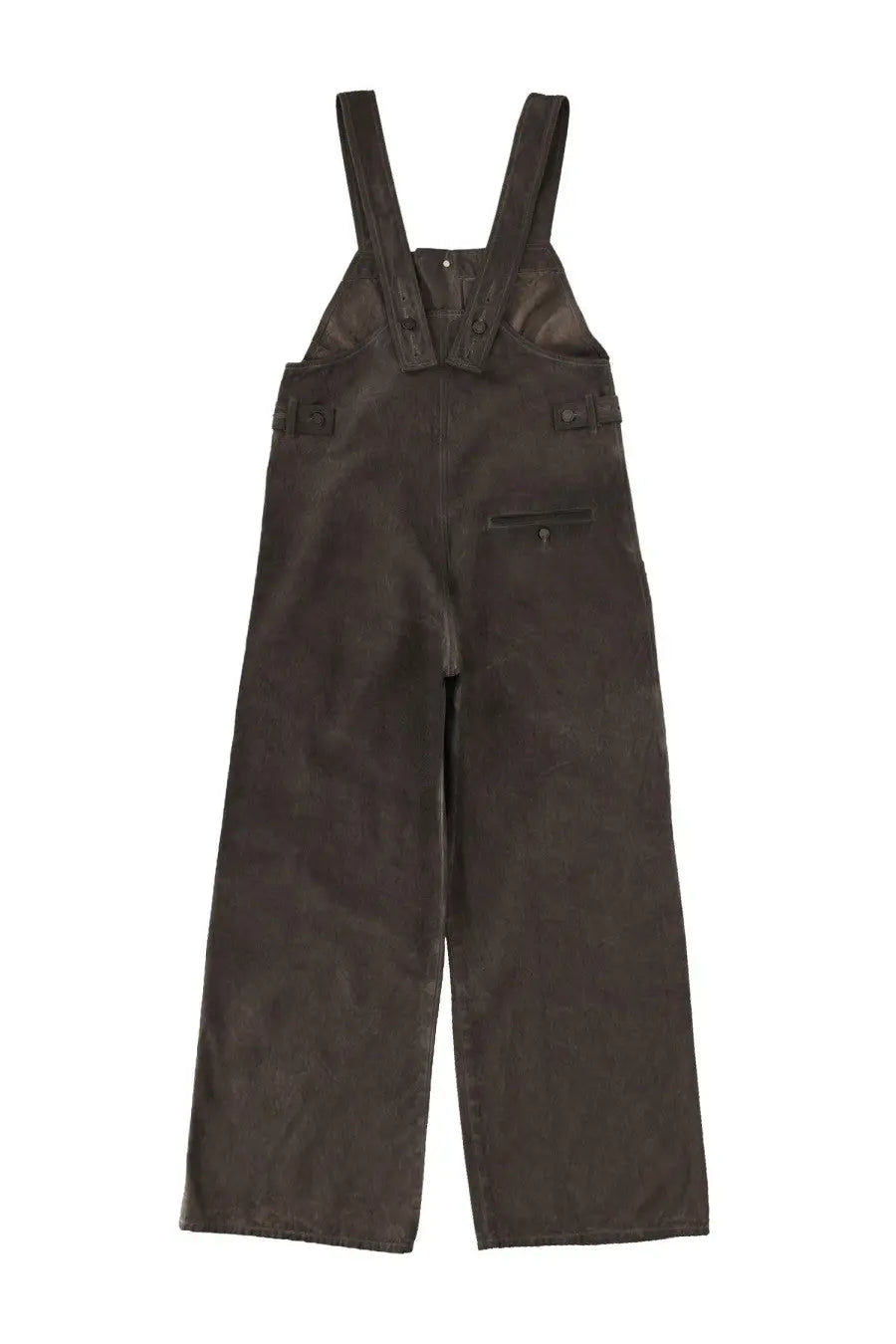 Dark brown corduroy Uma Wang women’s dungarees with adjustable shoulder straps and front pockets in panda brown