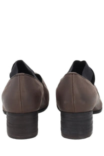 Uma wang women’s leather ballerina brown loafers in brown leather with low stacked heel and black lining