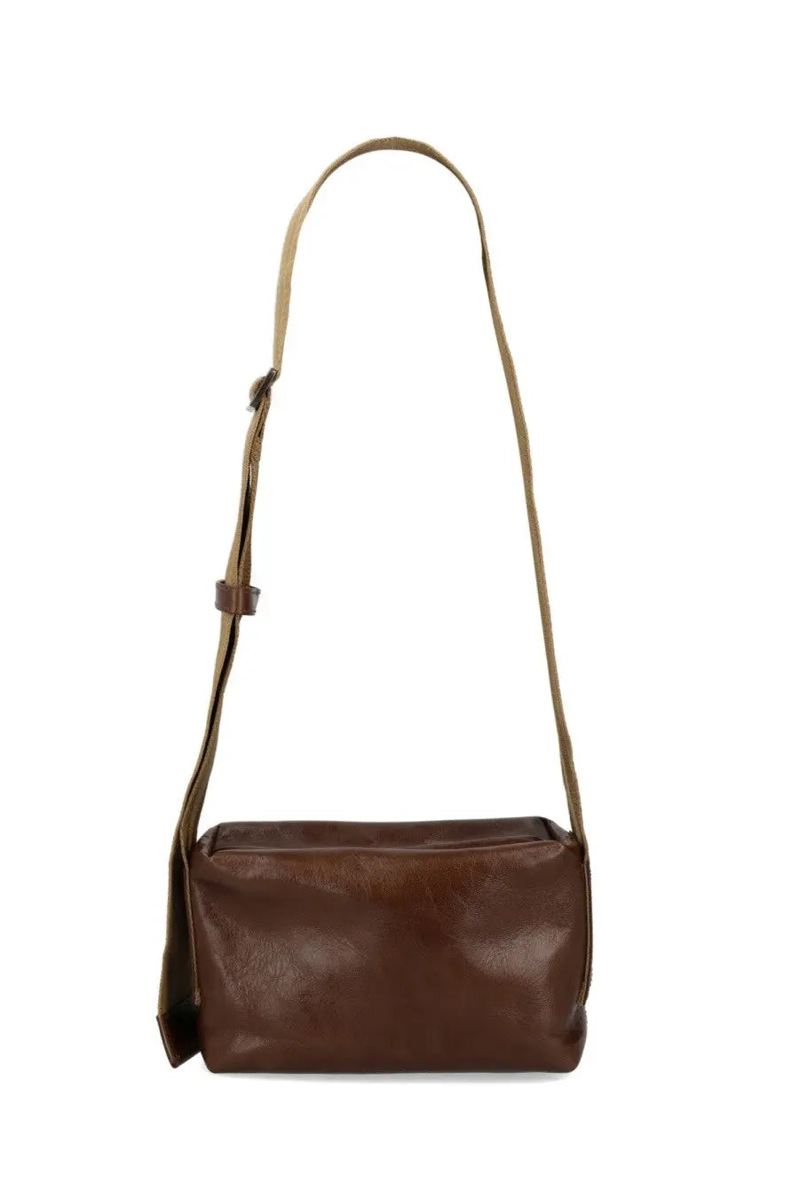 Uma Wang women’s brown leather crossbody bag with matching adjustable shoulder strap for everyday use