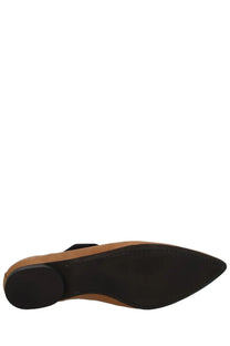 Uma wang women’s pointed ballerina beige made of tan leather with black sole and pointed toe mule shoe