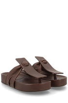 Uma Wang Women's Leather Flip-Flops Sandals Brown, view 2