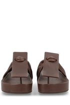 Uma Wang Women's Leather Flip-Flops Sandals Brown, view 3