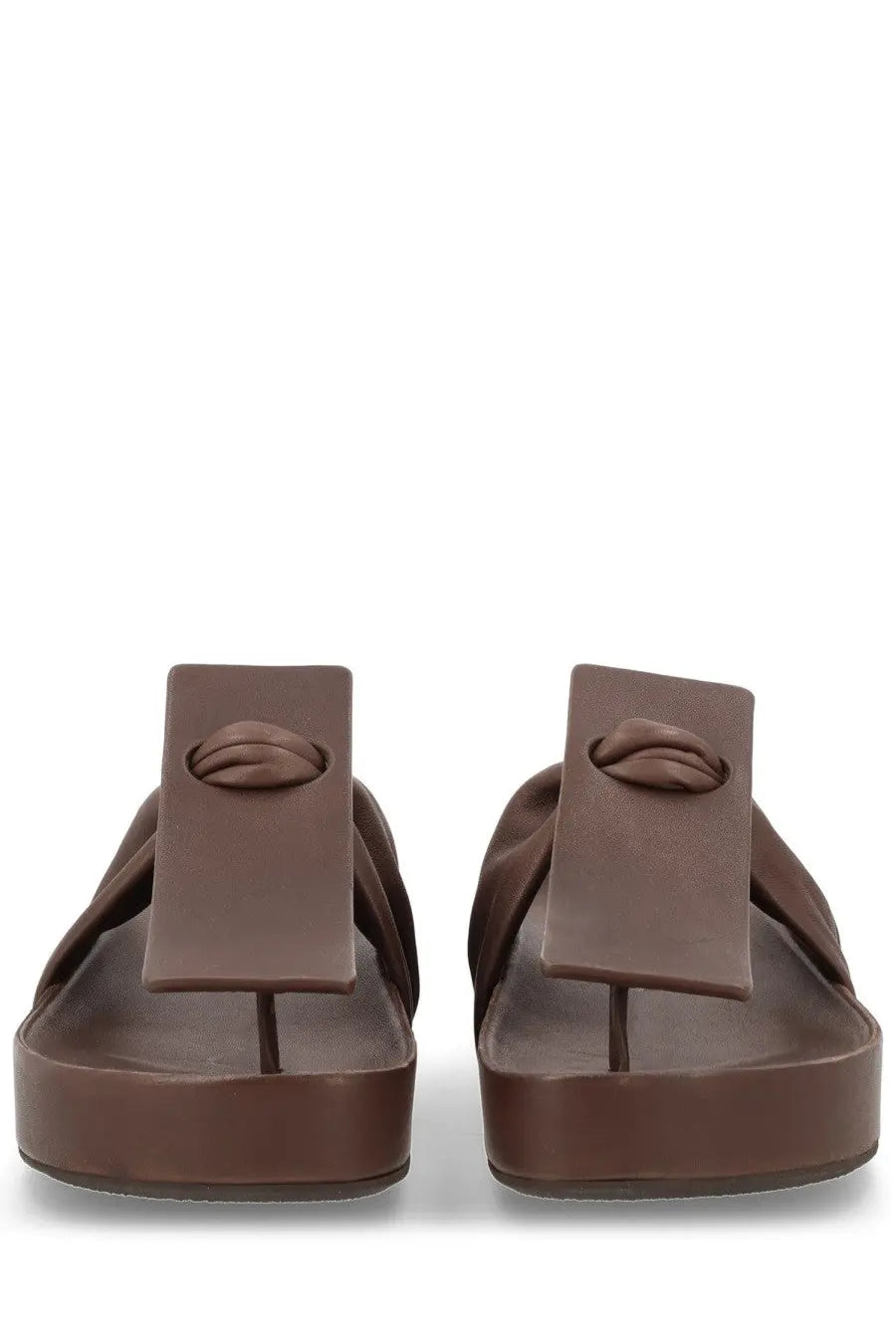 Uma Wang Women's Leather Flip-Flops Sandals Brown, view 3