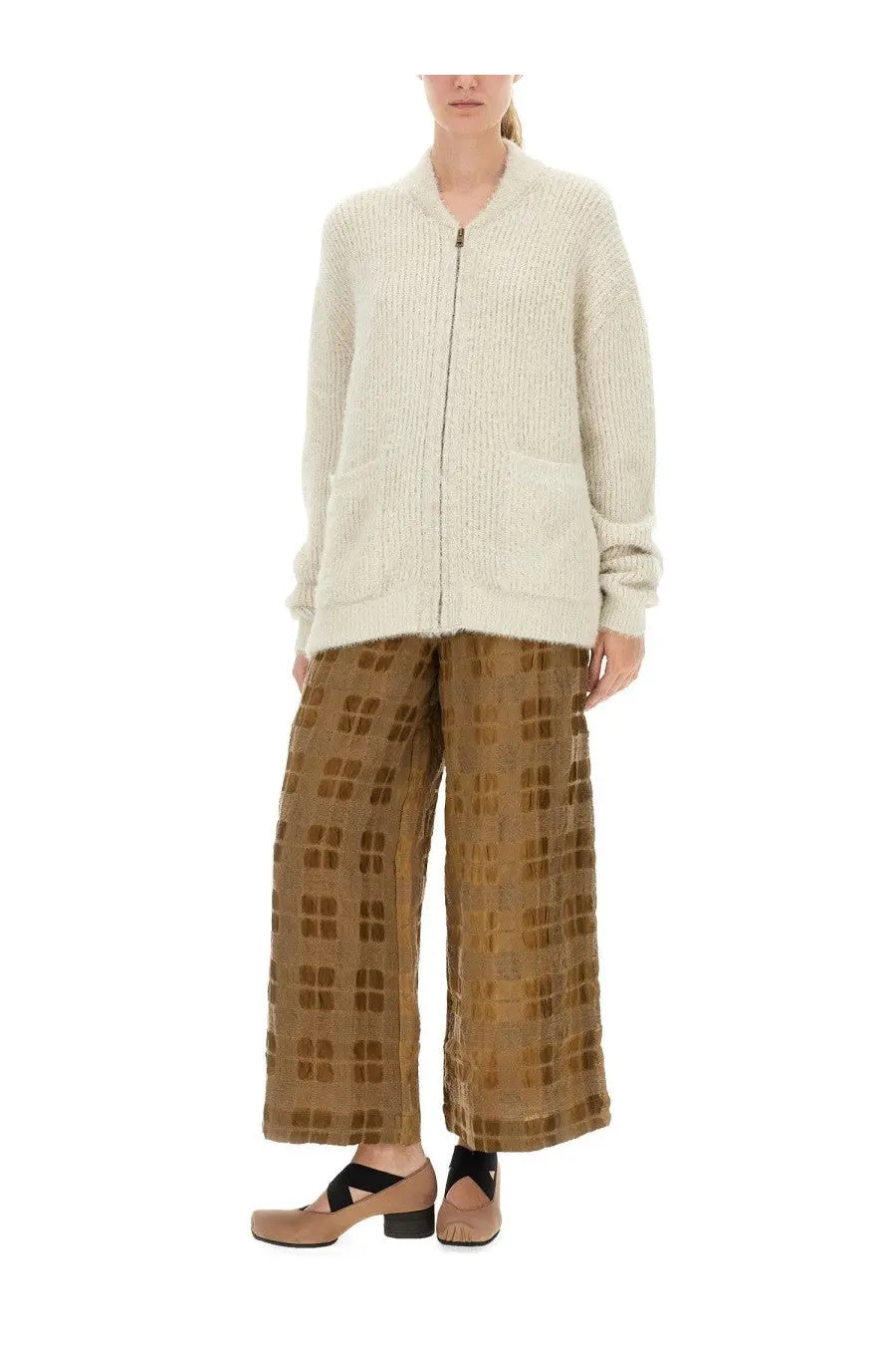 Uma Wang Women's Wool Blend Cardigan White, view 2