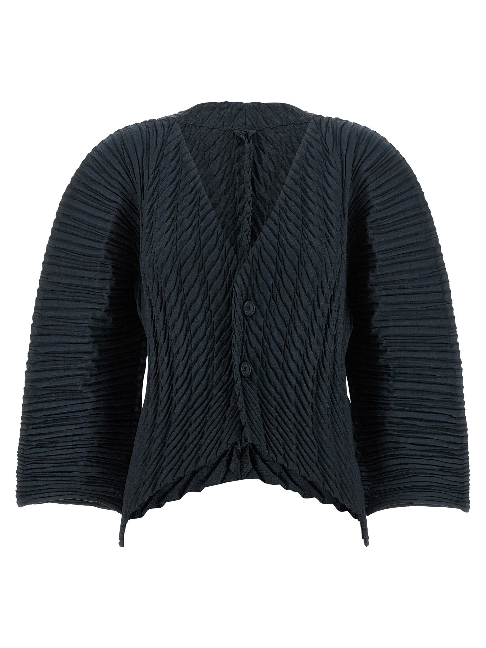 ISSEY MIYAKE Unfurling Pleats Cardigan Black