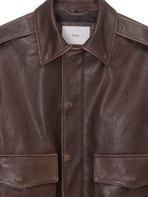 DUNST Men's Unisex Leather Jacket Brown