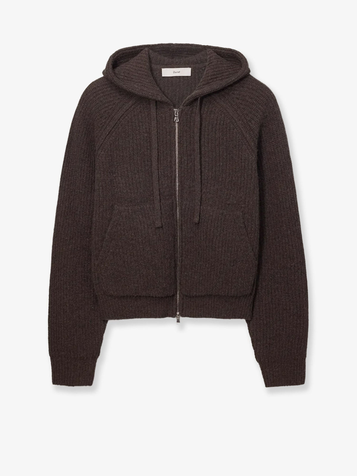 DUNST Men's Unisex Wool Blend Hooded Cardigan Brown