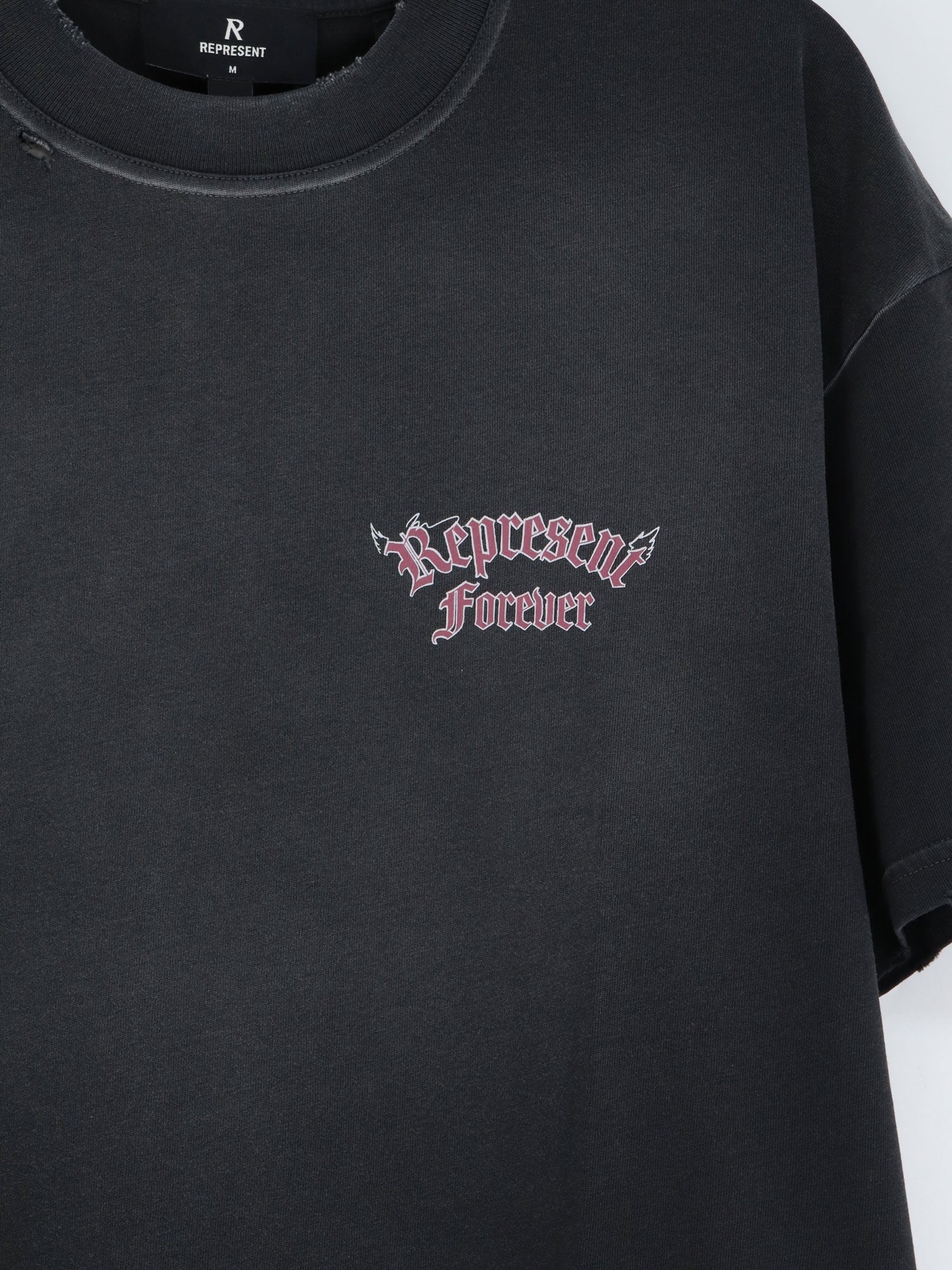 Represent Men's Used Effect Cotton Shirt Black