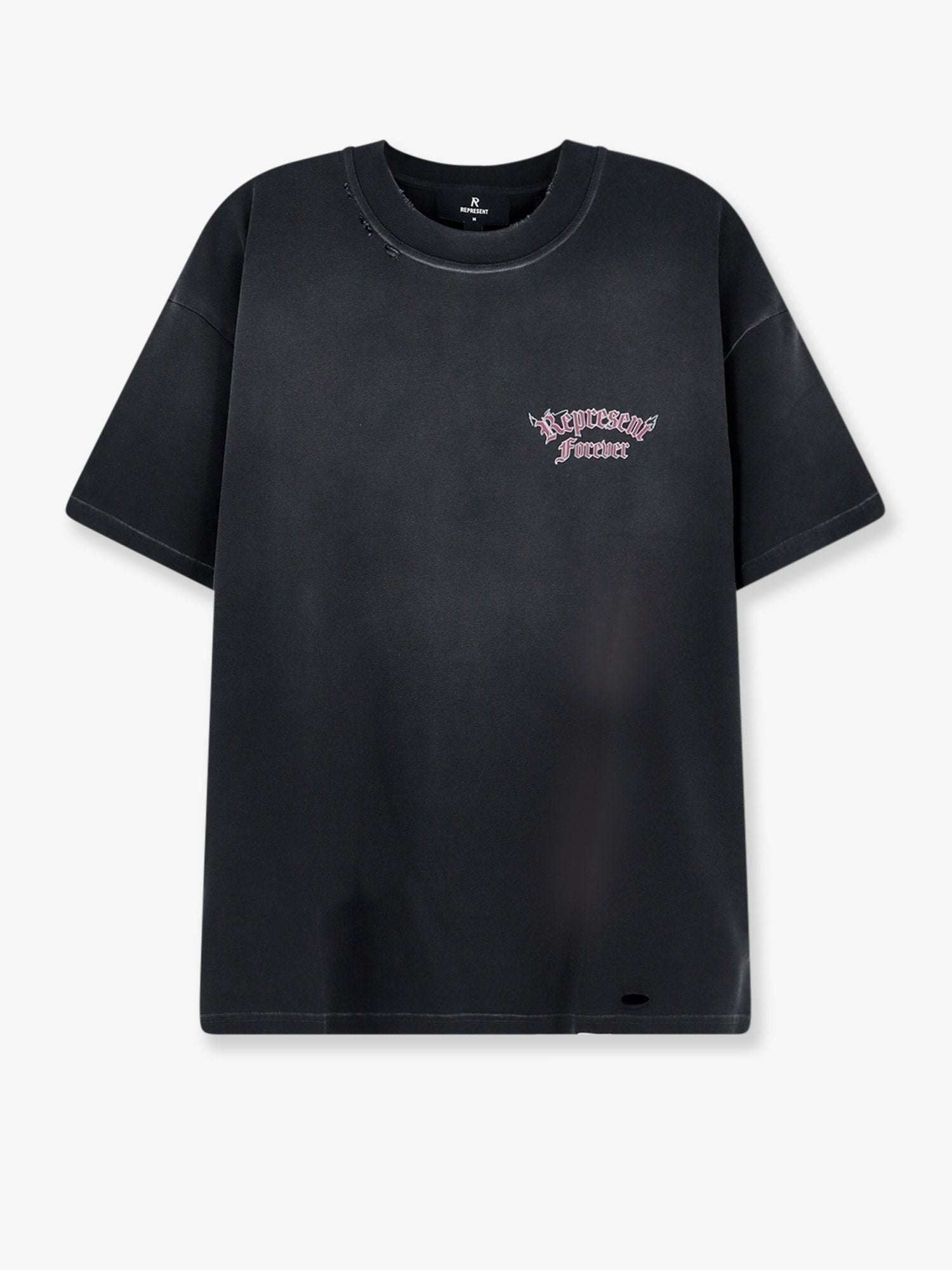 Represent Men's Used Effect Cotton Shirt Black