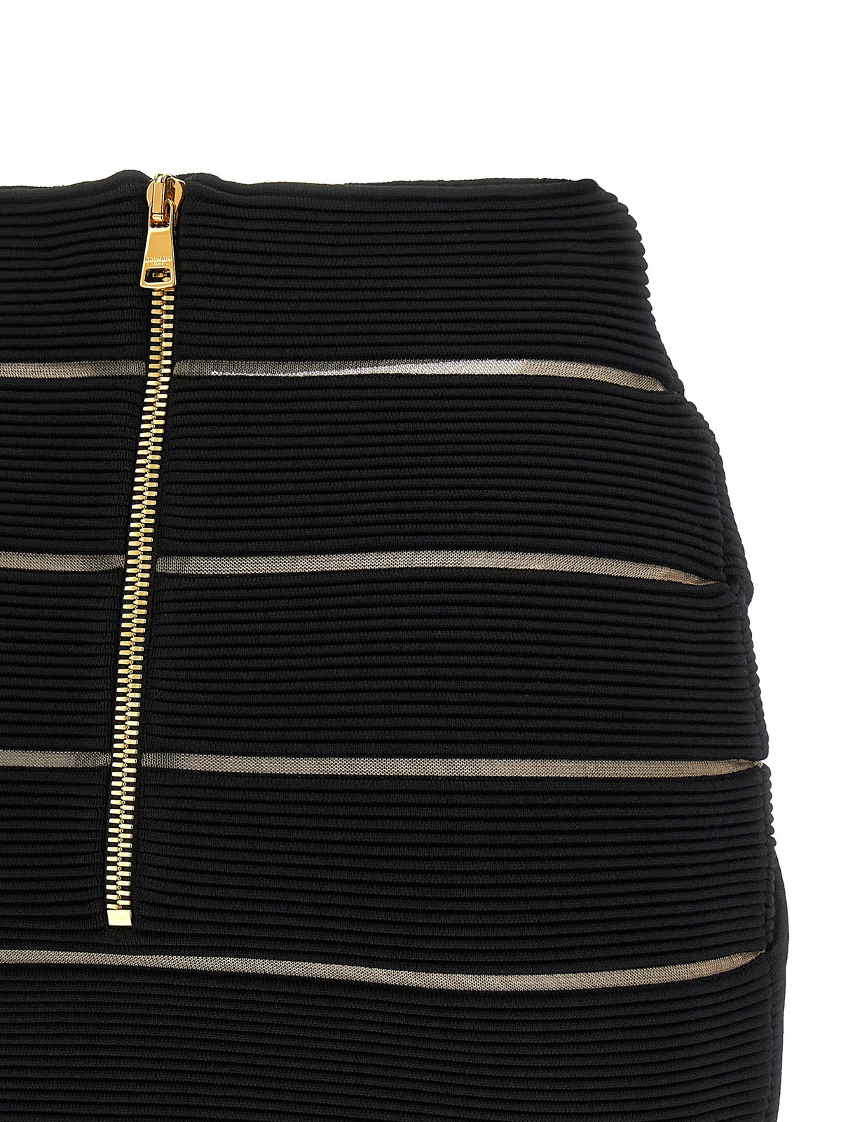 Balmain Shaped Waist Skirt Black, view 4