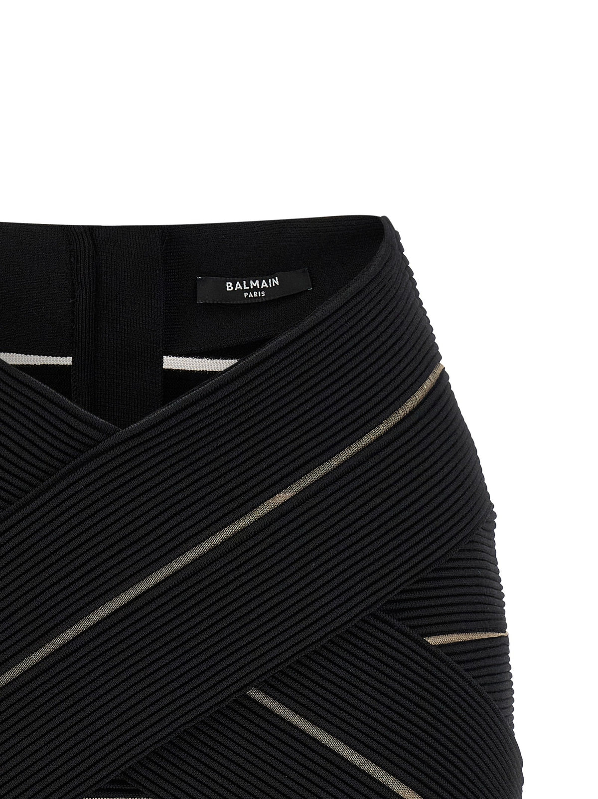 Balmain Shaped Waist Skirt Black, view 3