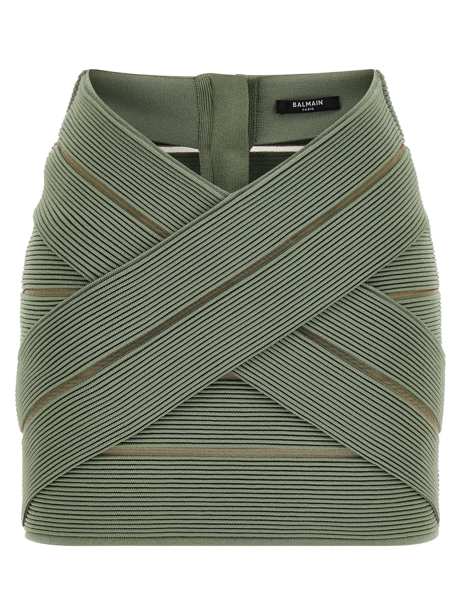 Balmain Shaped Waist Skirt Green
