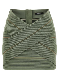 Balmain Shaped Waist Skirt Green