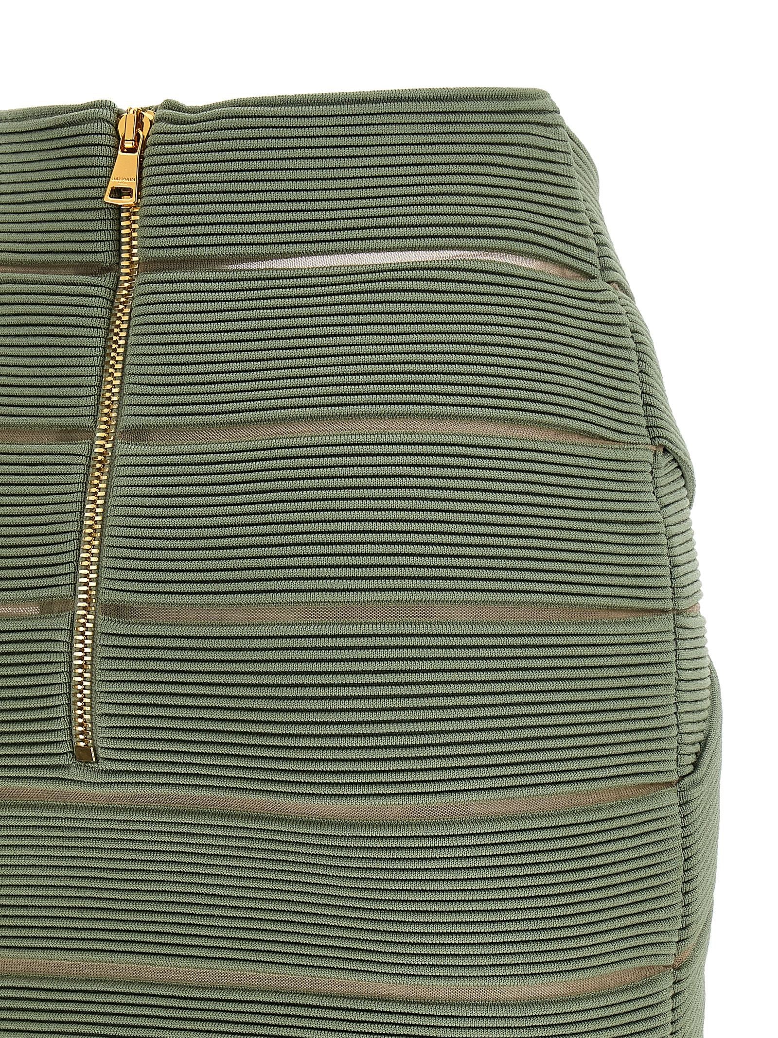 Balmain Shaped Waist Skirt Green