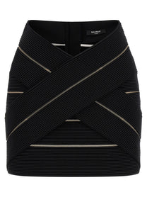 Balmain Shaped Waist Skirt Black