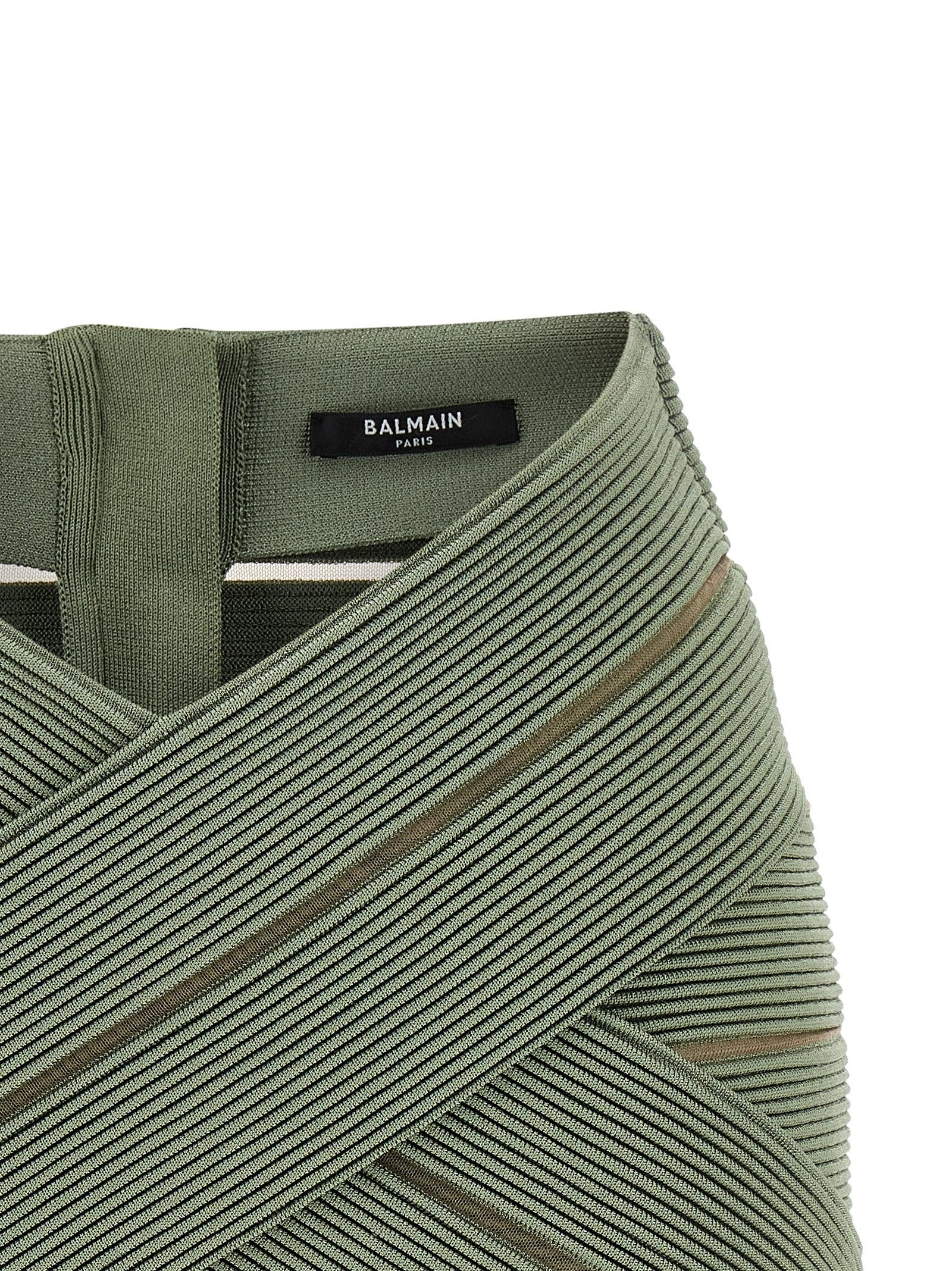 Balmain Shaped Waist Skirt Green
