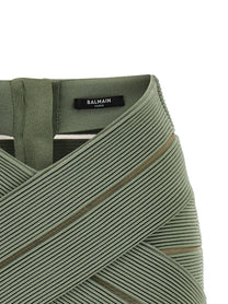 Balmain Shaped Waist Skirt Green
