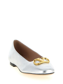Valentino Valenitno Garavani Vlogo Signature Ballet Flats Silver
