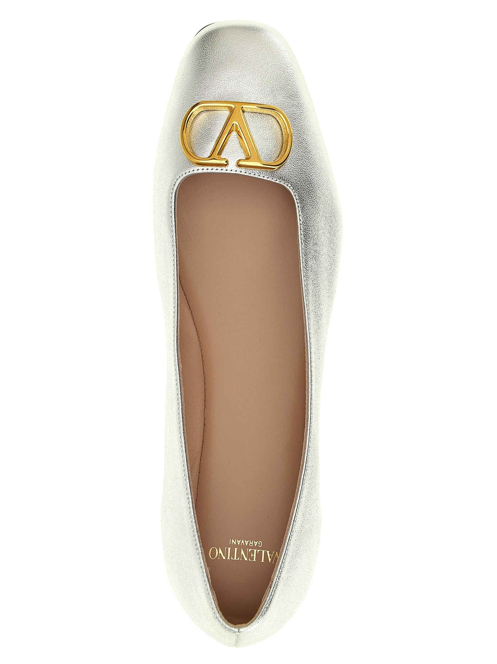 Valentino Valenitno Garavani Vlogo Signature Ballet Flats Silver