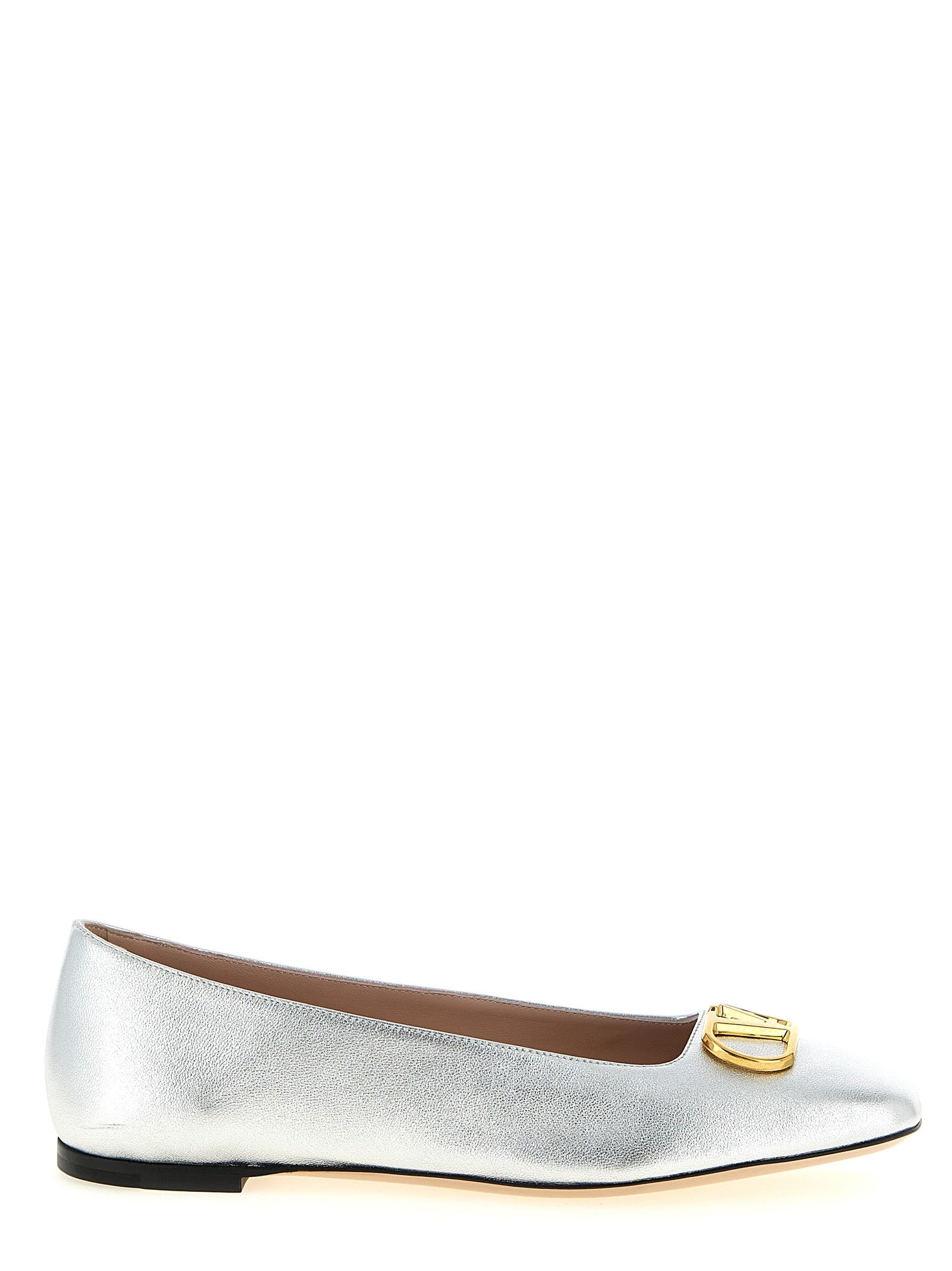 Valentino Valenitno Garavani Vlogo Signature Ballet Flats Silver
