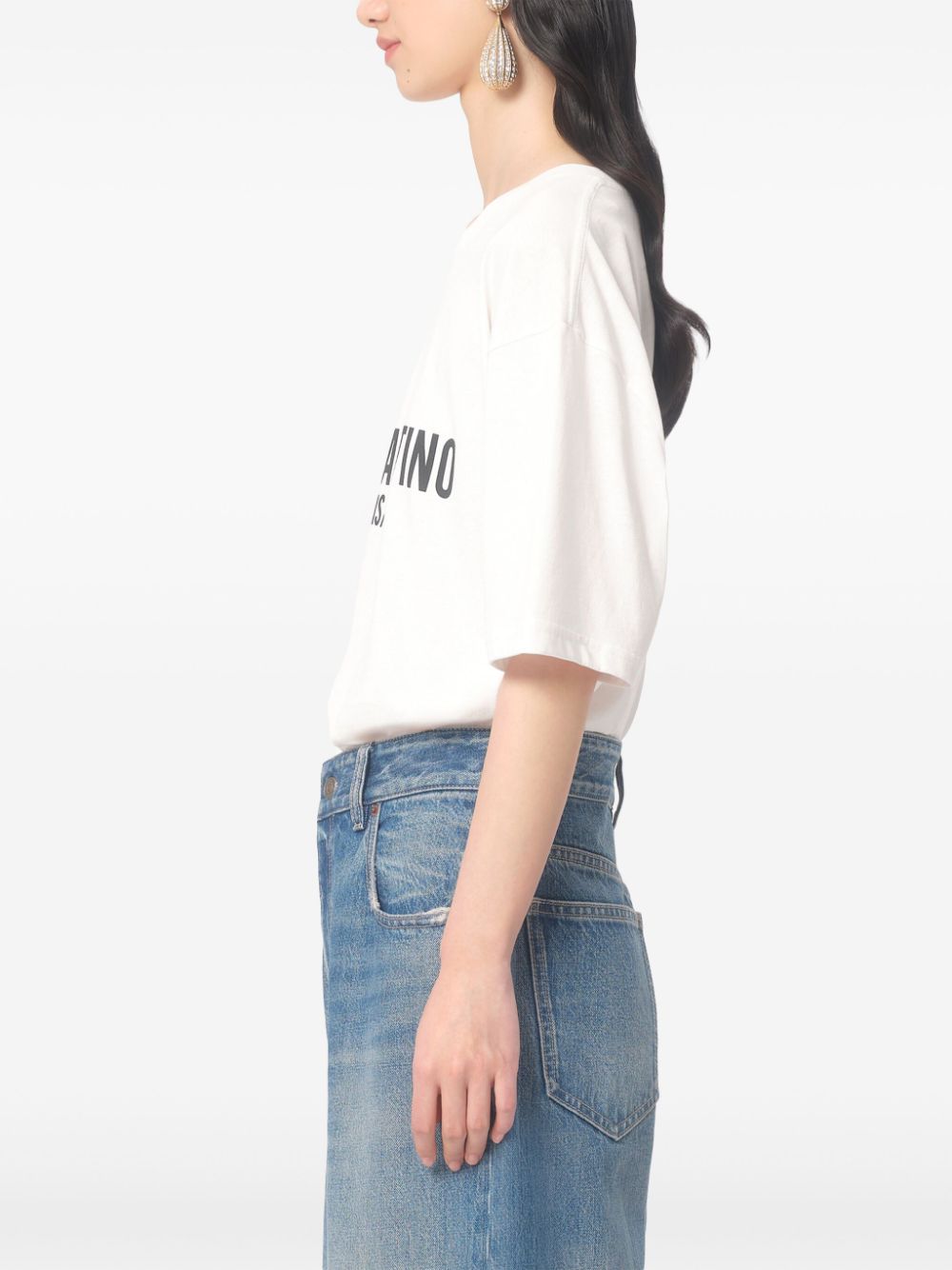 Valentino Valentino Cotton T Shirt With Chez Valentino Print Women’s Tops