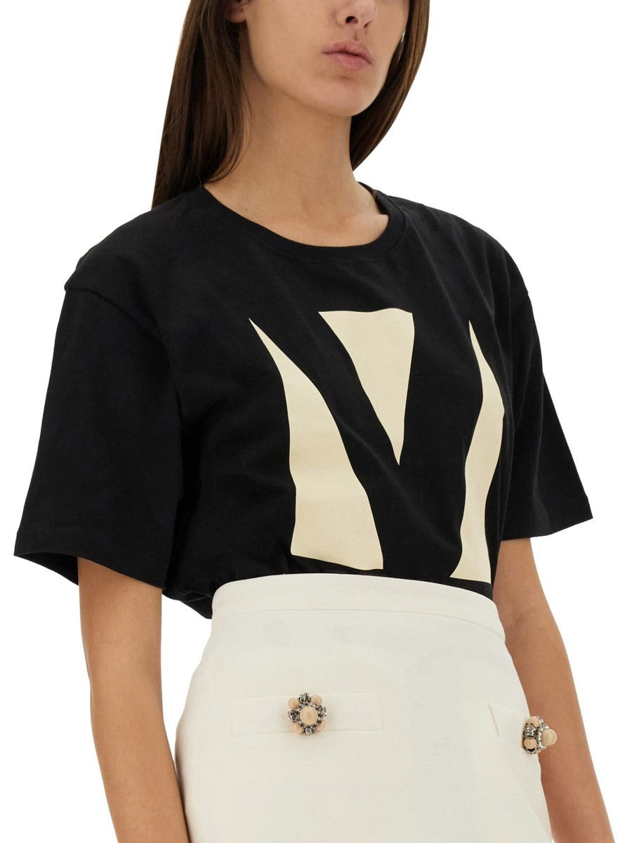 Valentino - Valentino ’Chez Valentino’ Print T Shirt - Woman-&gt;Clothing-&gt;t-shirts