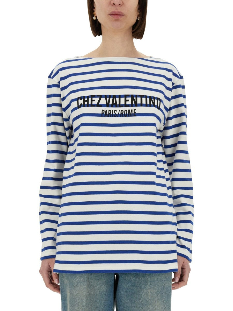 Valentino - Valentino Cotton Long Sleeve T Shirt With Print - Woman-&gt;Clothing-&gt;t-shirts