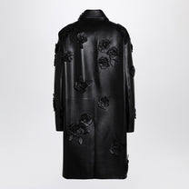 Valentino - Valentino Black leather coat with embroidery - Coats