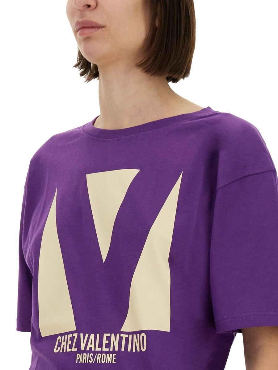 Valentino - Valentino ’Chez Valentino’ Print T Shirt - Woman-&gt;Clothing-&gt;t-shirts