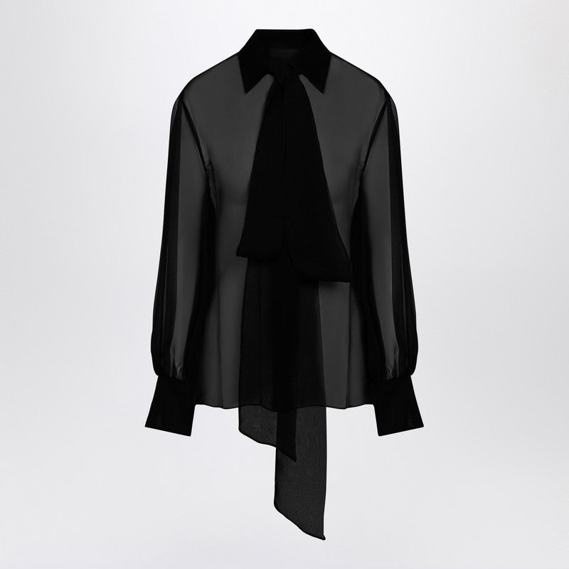 Valentino - Valentino Semi-transparent black silk chiffon shirt - Shirts