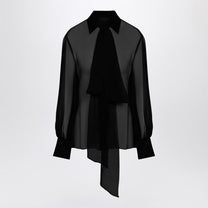Valentino - Valentino Semi-transparent black silk chiffon shirt - Shirts