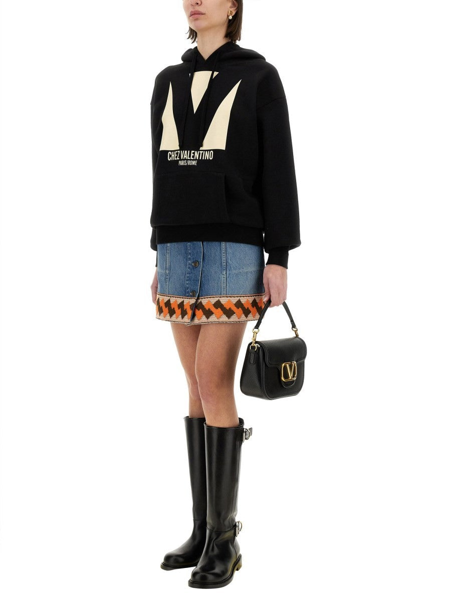 Valentino - Valentino Cotton Hoodie With Print - Women’s Sweatshirts