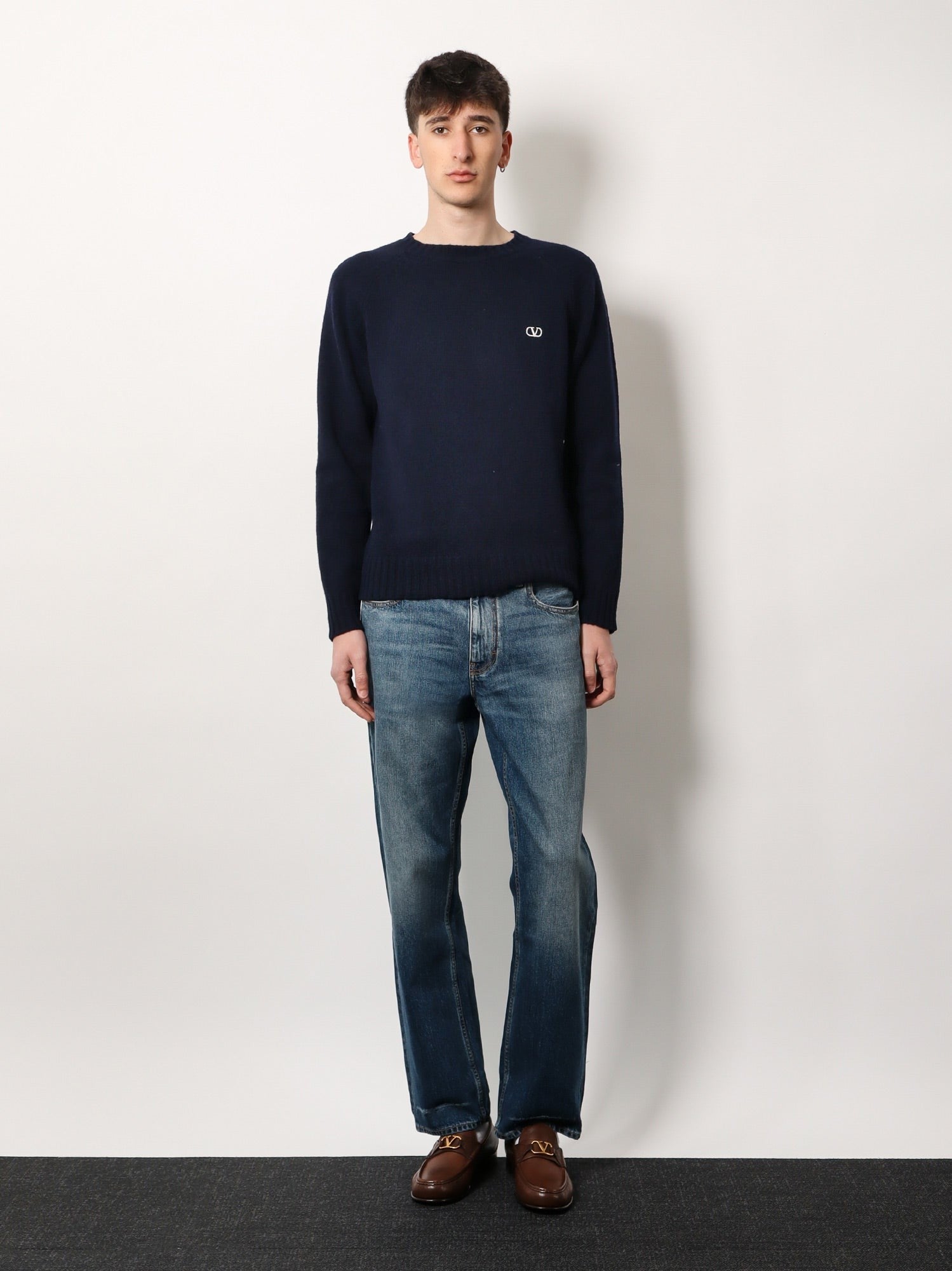 Valentino - Valentino Virgin Wool Sweater With Vlogo Embroidery - Men’s Knitwear