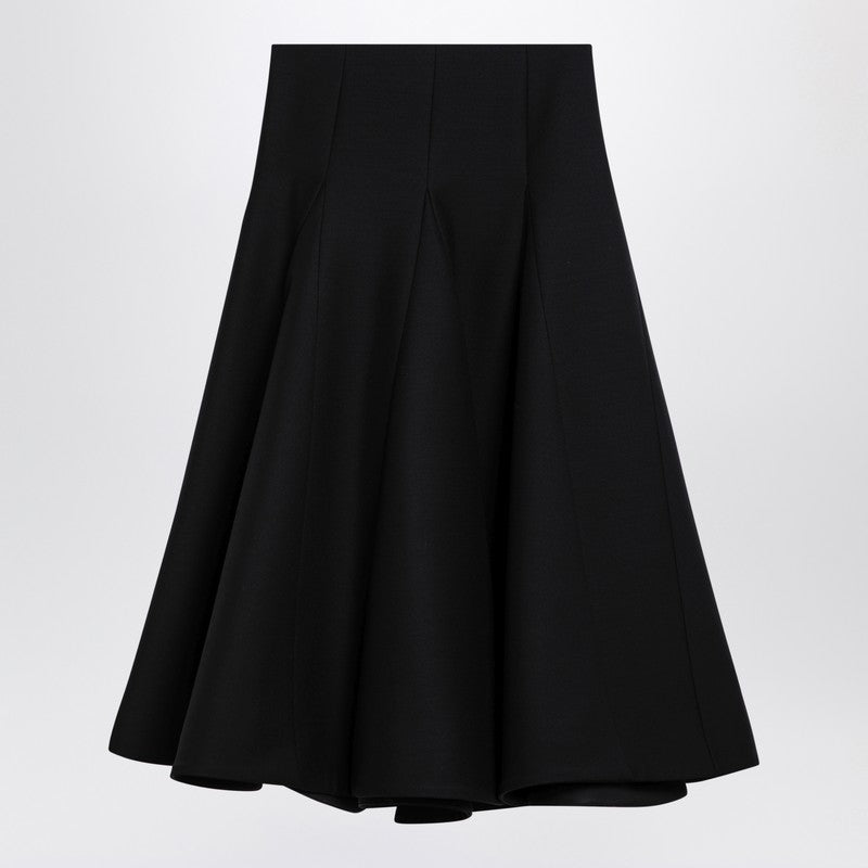Valentino - Valentino Black silk flounced midi skirt - Skirts