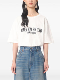 Valentino Valentino Cotton T Shirt With Chez Valentino Print Women’s Tops