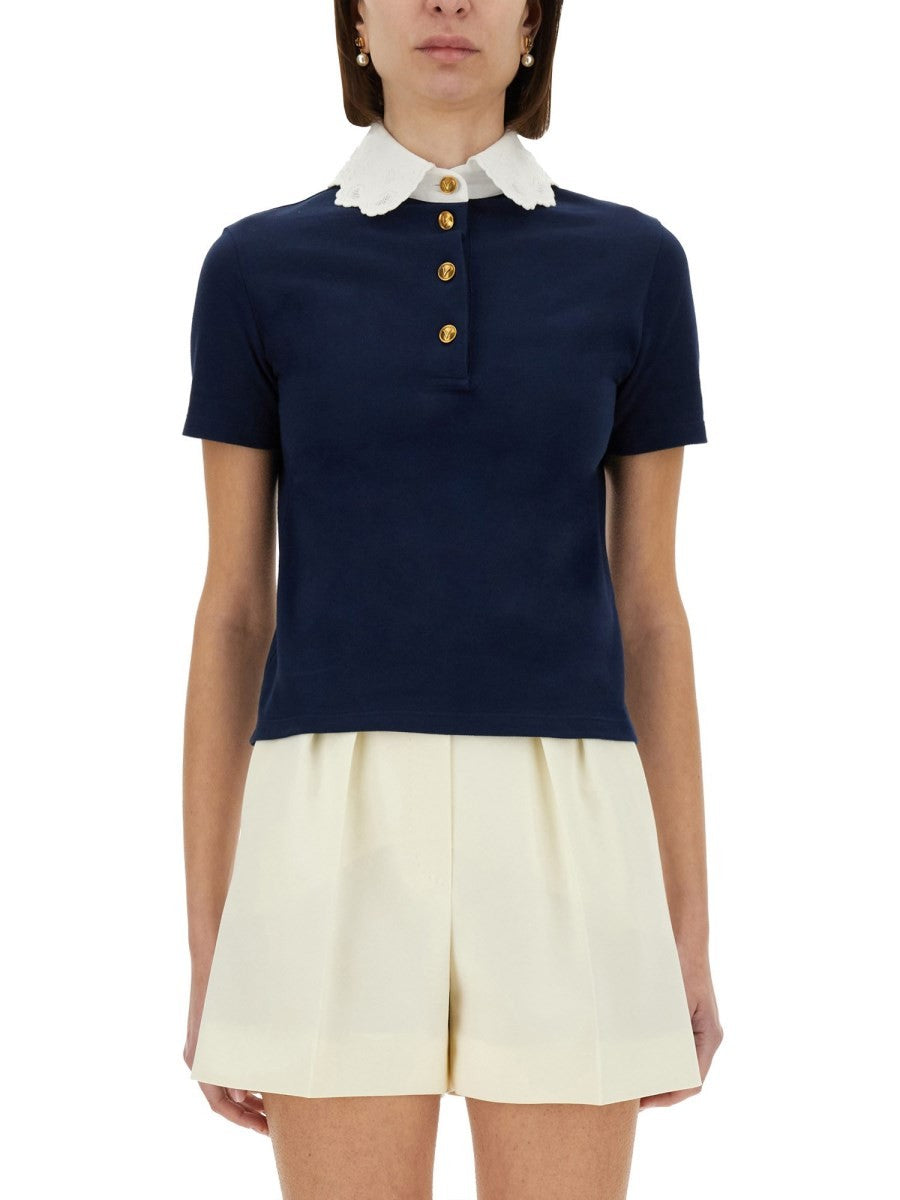 Valentino - Valentino Embroidered Cotton Sweatshirt Polo Shirt - Women’s Tops