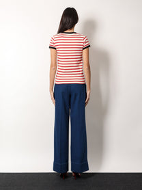 Valentino - Valentino Striped Cotton Jersey T Shirt - Woman-&gt;Clothing-&gt;t-shirts